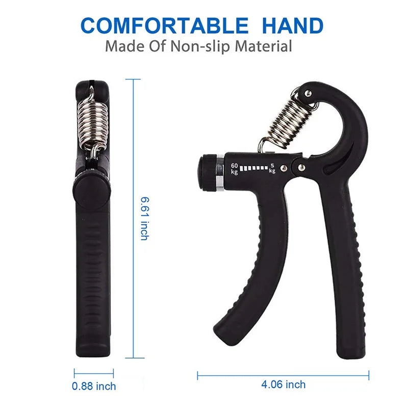 Adjustable Hand Grip Strengthener (10–60kg) – R-Shaped Spring Wrist & Finger Trainer for Muscle Building & Rehab