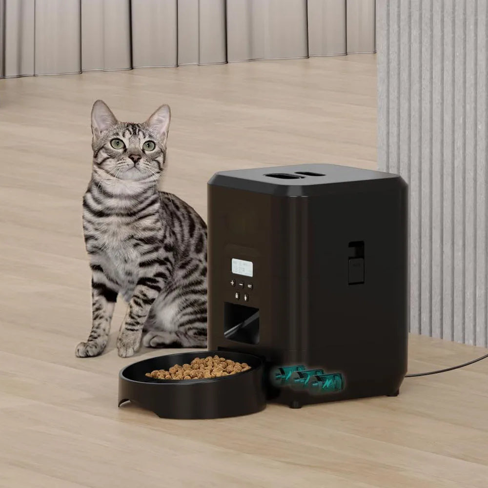 Smart Automatic Pet Feeder – Timed, Portion-Controlled Food Dispenser for Cats and Dogs with Built-in Slow Feeding Bowl