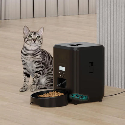 Smart Automatic Pet Feeder – Timed, Portion-Controlled Food Dispenser for Cats and Dogs with Built-in Slow Feeding Bowl