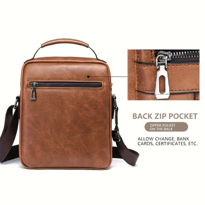 PU Leather Shoulder Bag – Business Crossbody Messenger Bag for 9.7” iPad & Travel Essentials