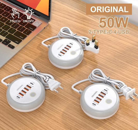 50W 6-Port USB Fast Charging Station – Quick Charge 3.0 for iPhone, Samsung, Xiaomi & More