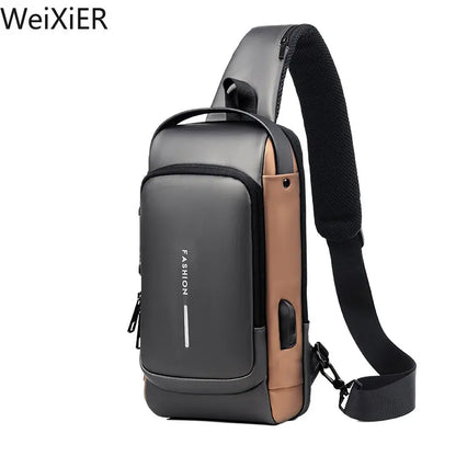 Multifunction Anti-Theft USB Crossbody Bag – Waterproof Travel Sling Chest Pack with USB Charging Port