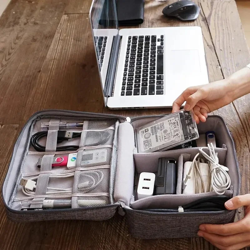 Waterproof Digital Cable Organizer Bag – Portable Travel Storage Case for Chargers, USB Cables & Accessories