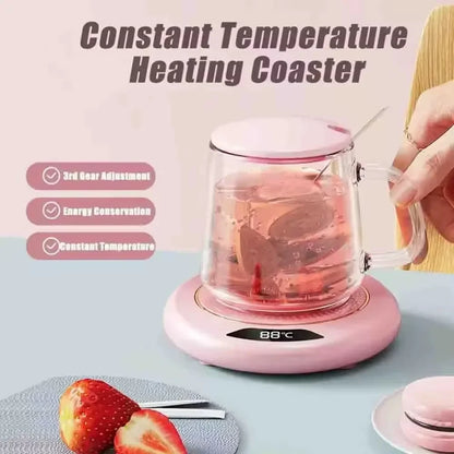 Smart USB Cup Warmer with 3 Temperature Settings – Coffee Mug Heating Coaster for Winter Beverages – HAOYUNMA Hot Plate for Tea, Milk, Water