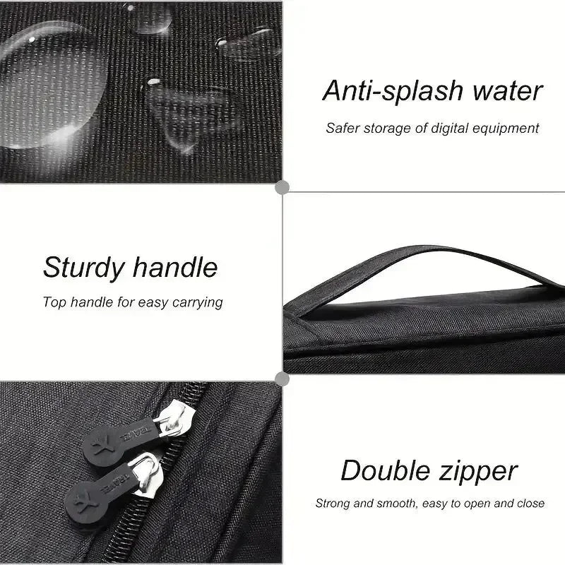 Waterproof Digital Cable Organizer Bag – Portable Travel Storage Case for Chargers, USB Cables & Accessories