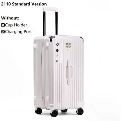Smart Carry-On Luggage with USB Charging & Cup Holder – 20/24/26/28” Travel Suitcase