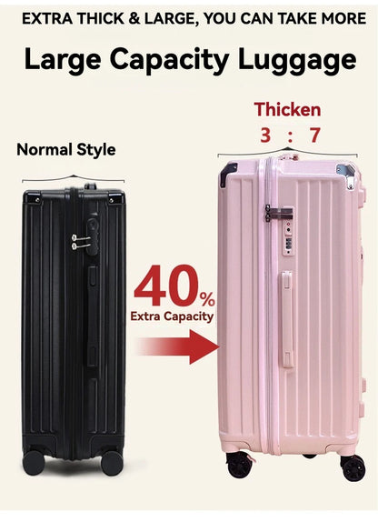 Smart Carry-On Luggage with USB Charging & Cup Holder – 20/24/26/28” Travel Suitcase