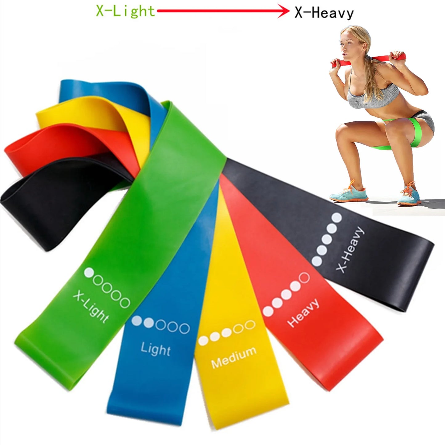 5Pcs Resistance Bands Set – Elastic Yoga, Pilates & Workout Bands for Fitness, Strength Training & Bodybuilding