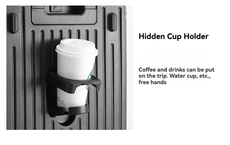 Smart Carry-On Luggage with USB Charging & Cup Holder – 20/24/26/28” Travel Suitcase