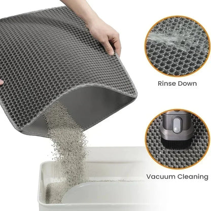 Double-Layer Cat Litter Mat – Non-Slip, Waterproof & Durable Mat for Trapping Litter – Ideal for Use Under Cat Litter Boxes