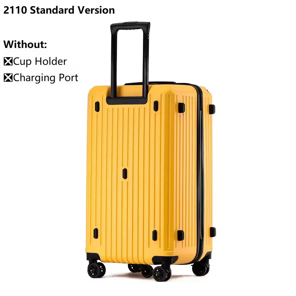 Smart Carry-On Luggage with USB Charging & Cup Holder – 20/24/26/28” Travel Suitcase