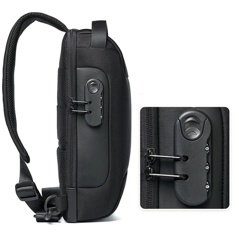Anti-Theft USB Crossbody Chest Bag – Waterproof Oxford Travel Sling Pack