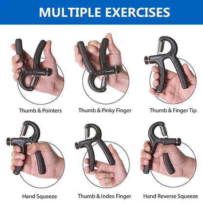 Adjustable Hand Grip Strengthener (10–60kg) – R-Shaped Spring Wrist & Finger Trainer for Muscle Building & Rehab