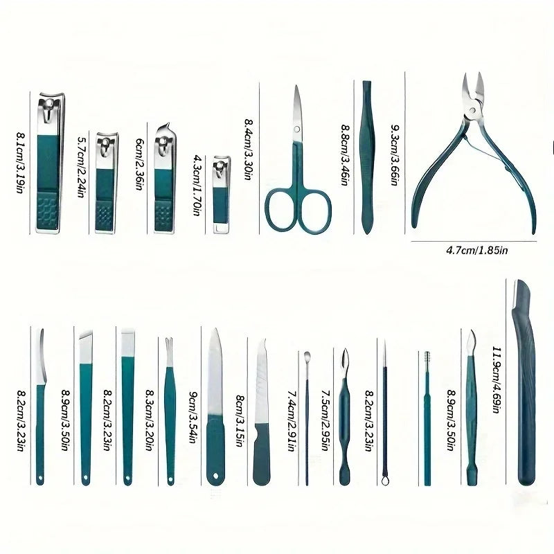 Professional Stainless Steel Manicure & Pedicure Kit – 7/10/12/18 Piece Grooming Set with Travel Case
