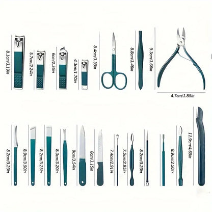 Professional Stainless Steel Manicure & Pedicure Kit – 7/10/12/18 Piece Grooming Set with Travel Case