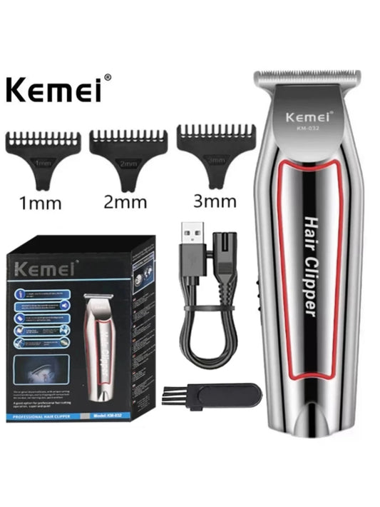 Kemei KM-032 Professional Hair Clipper & Beard Trimmer – USB Rechargeable, Wet & Dry Use, Cordless Grooming Kit for Men
