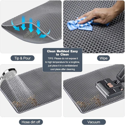 Double-Layer Cat Litter Mat – Non-Slip, Waterproof & Durable Mat for Trapping Litter – Ideal for Use Under Cat Litter Boxes