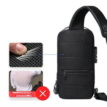 Anti-Theft USB Crossbody Chest Bag – Waterproof Oxford Travel Sling Pack
