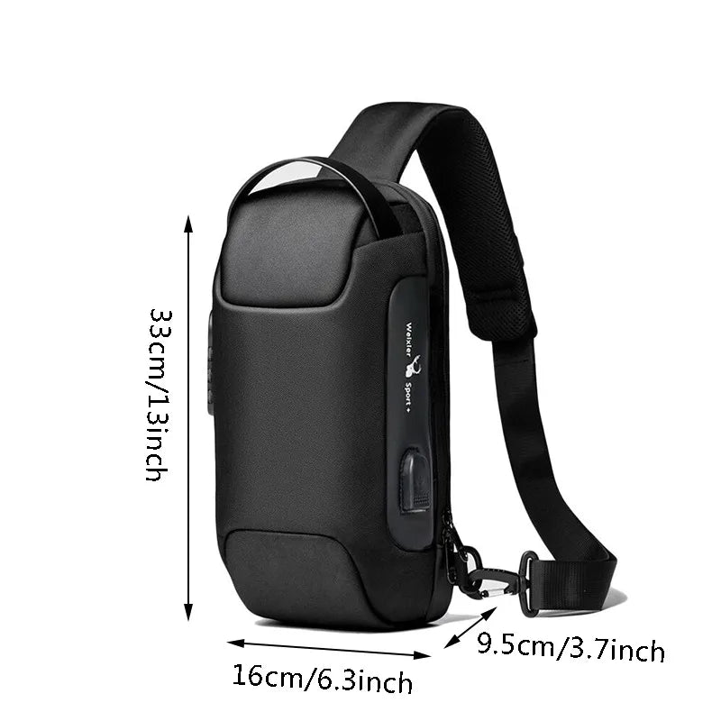 Anti-Theft USB Crossbody Chest Bag – Waterproof Oxford Travel Sling Pack