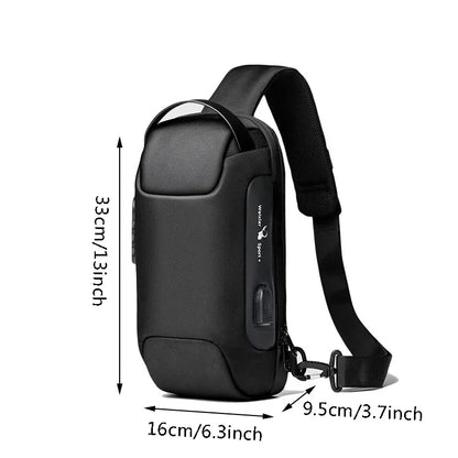 Anti-Theft USB Crossbody Chest Bag – Waterproof Oxford Travel Sling Pack