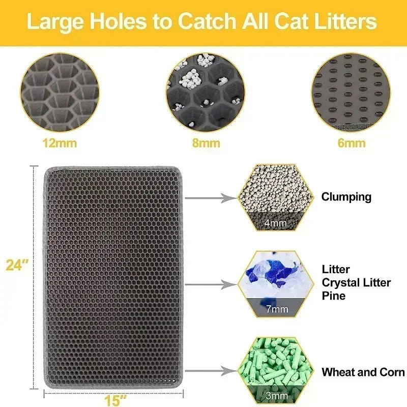 Double-Layer Cat Litter Mat – Non-Slip, Waterproof & Durable Mat for Trapping Litter – Ideal for Use Under Cat Litter Boxes