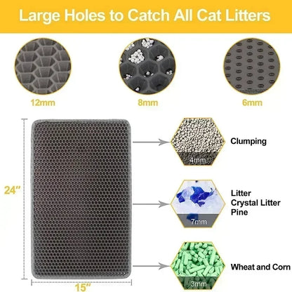 Double-Layer Cat Litter Mat – Non-Slip, Waterproof & Durable Mat for Trapping Litter – Ideal for Use Under Cat Litter Boxes