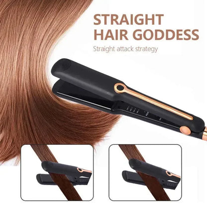 2-in-1 Negative Ion Hair Straightener & Curling Iron – Ceramic Wide Plate Flat Iron, Adjustable Temperature, Frizz-Free Styling