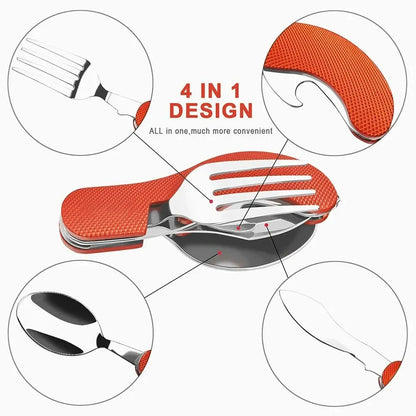 Foldable Camping Utensil Set – 3-in-1 Stainless Steel Knife, Fork & Spoon Combo for Hiking, Picnic & Outdoor Travel