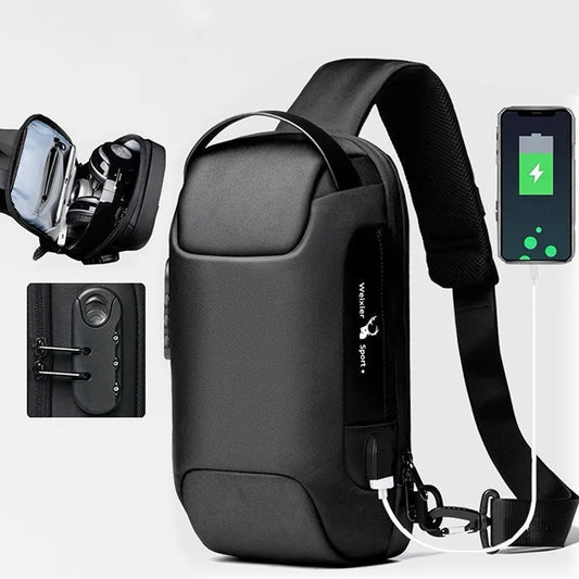 Anti-Theft USB Crossbody Chest Bag – Waterproof Oxford Travel Sling Pack