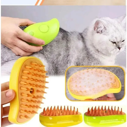 3-in-1 Electric Pet Steam Brush – Grooming Comb with Spray, Massage & Hair Removal for Cats and Dogs, Retractable Handle Design