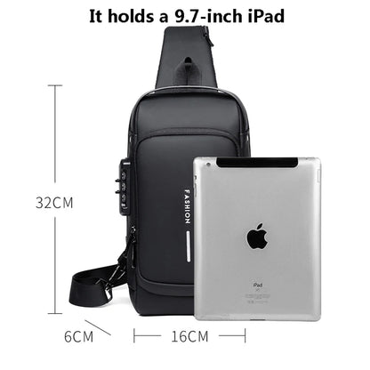 Multifunction Anti-Theft USB Crossbody Bag – Waterproof Travel Sling Chest Pack with USB Charging Port