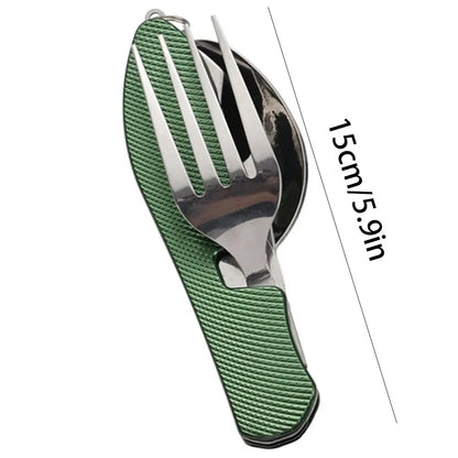 Foldable Camping Utensil Set – 3-in-1 Stainless Steel Knife, Fork & Spoon Combo for Hiking, Picnic & Outdoor Travel