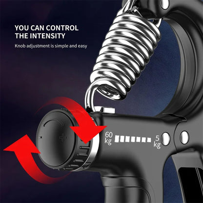 Adjustable Hand Grip Strengthener (10–60kg) – R-Shaped Spring Wrist & Finger Trainer for Muscle Building & Rehab