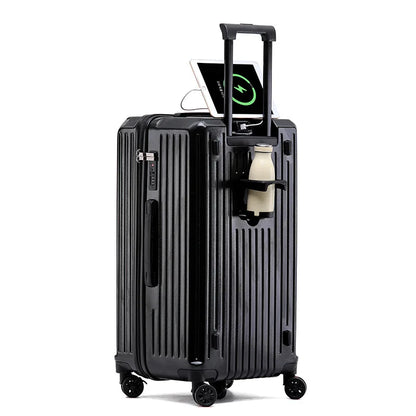 Smart Carry-On Luggage with USB Charging & Cup Holder – 20/24/26/28” Travel Suitcase