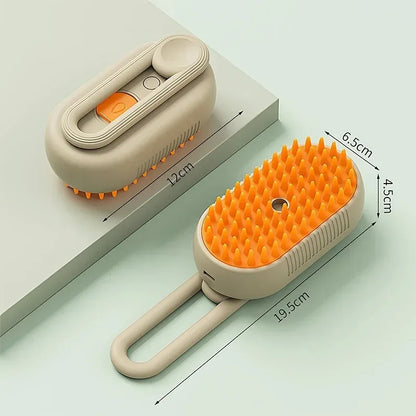 3-in-1 Electric Pet Steam Brush – Grooming Comb with Spray, Massage & Hair Removal for Cats and Dogs, Retractable Handle Design