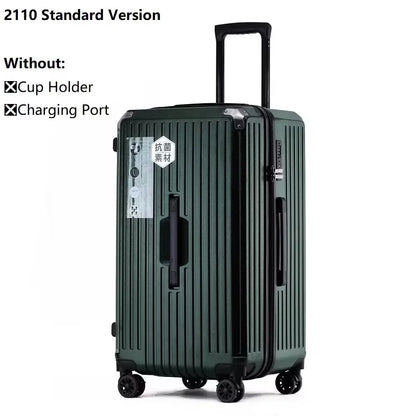 Smart Carry-On Luggage with USB Charging & Cup Holder – 20/24/26/28” Travel Suitcase