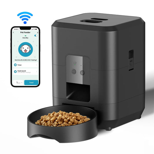 Smart Automatic Pet Feeder – Timed, Portion-Controlled Food Dispenser for Cats and Dogs with Built-in Slow Feeding Bowl