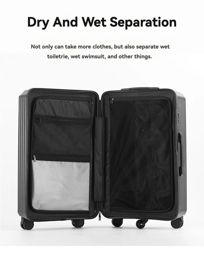 Smart Carry-On Luggage with USB Charging & Cup Holder – 20/24/26/28” Travel Suitcase