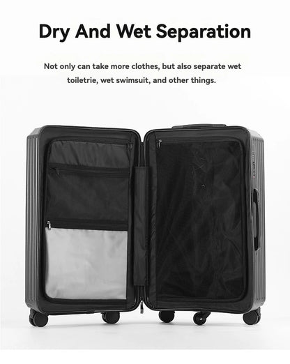 Smart Carry-On Luggage with USB Charging & Cup Holder – 20/24/26/28” Travel Suitcase