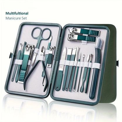 Professional Stainless Steel Manicure & Pedicure Kit – 7/10/12/18 Piece Grooming Set with Travel Case