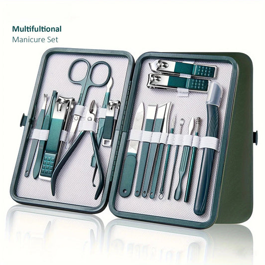 Professional Stainless Steel Manicure & Pedicure Kit – 7/10/12/18 Piece Grooming Set with Travel Case