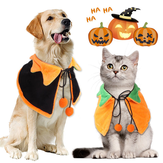 Halloween Pumpkin Double-sided Dog Cloak