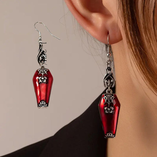 Red Bat Spider Earrings